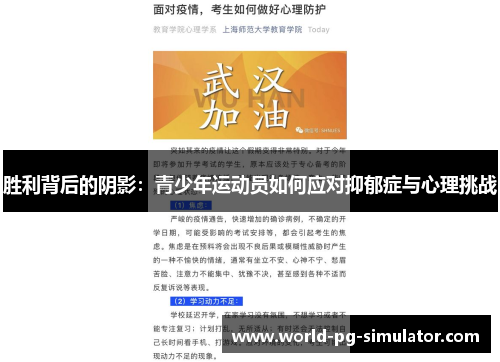 胜利背后的阴影：青少年运动员如何应对抑郁症与心理挑战